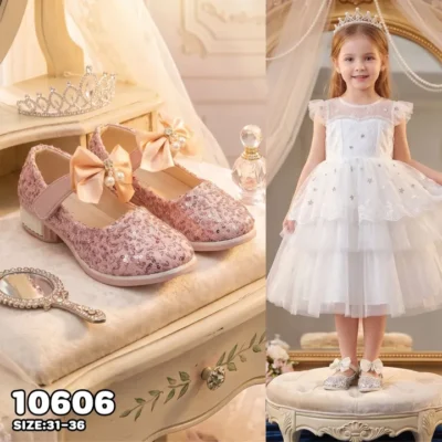 PRINCESS SEGUIN – รองเท้าเด็กผิววิบวับตกแต่งโบว์