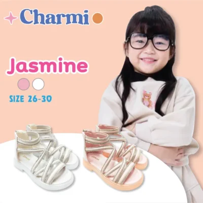JASMINE – รองเท้าแตะรัดส้นเด็กผู้หญิงประดับเพชร