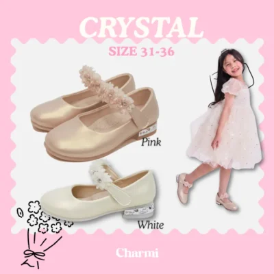 CRYSTAL – รองเท้าเจ้าหญิงสายคาดประดับดอกไม้