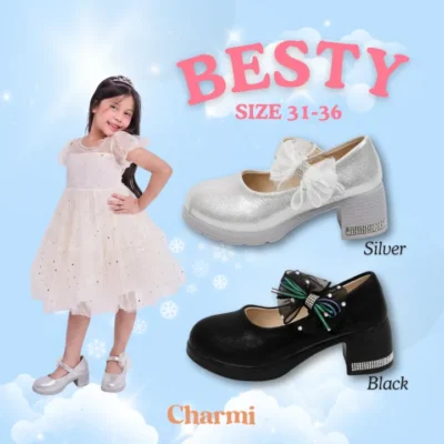 BESTY – รองเท้าเจ้าหญิงผิววิบวับประดับโบว์